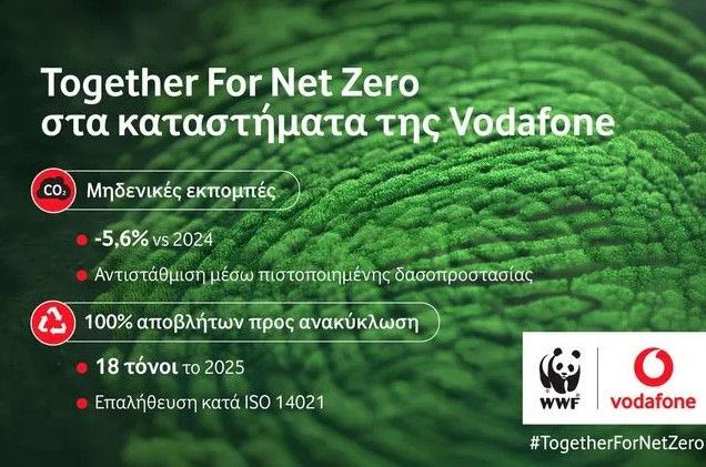 Vodafone: Ένα δίκτυο καταστημάτων με μηδενικές εκπομπές CO2 και ολοκληρωμένη διαχείριση αποβλήτων